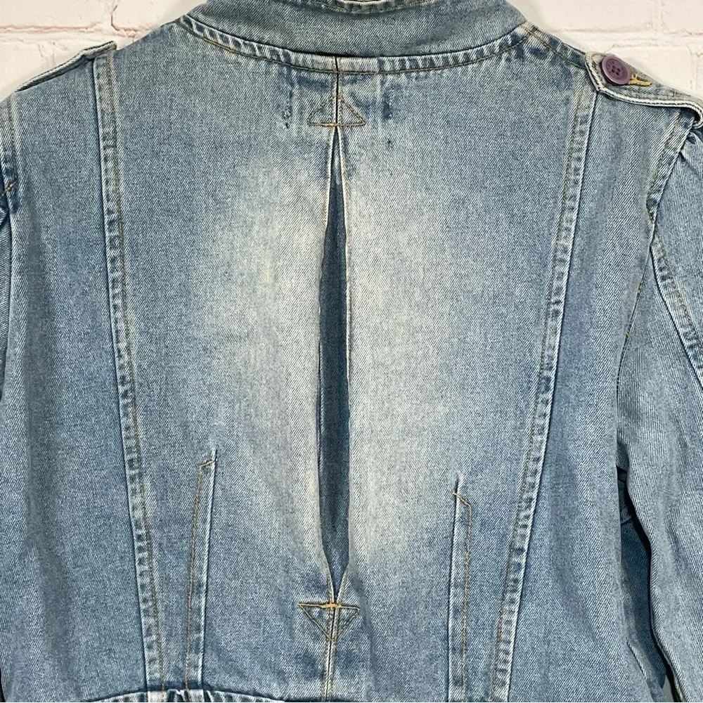 Vintage Steve Madden Jean Jacket Womens Size Large Faded Blue Buttons 90s - Picture 5 of 15